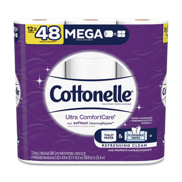 Cottonelle® Ultra Comfortcare Toilet Paper, Soft Tissue, Mega Rolls, Septic Safe, 2 Ply, White, 284 Sheets-roll, 12 Rolls freeshipping - TVN Wholesale